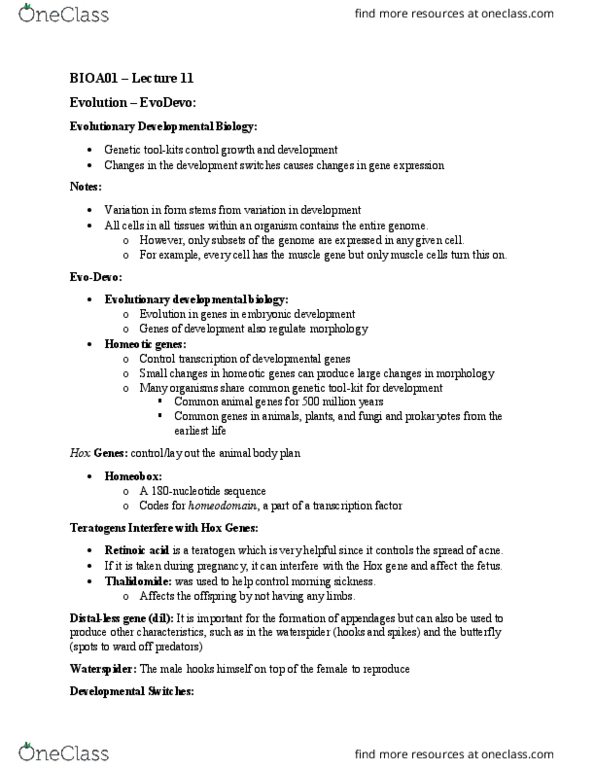 BIOA01H3 Lecture Notes - Lecture 11: Thalidomide, Morning Sickness, Teratology thumbnail