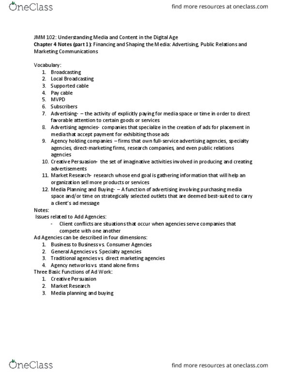 JMM 102 Lecture Notes - Lecture 20: Understanding Media, Direct Marketing, Media Planning thumbnail