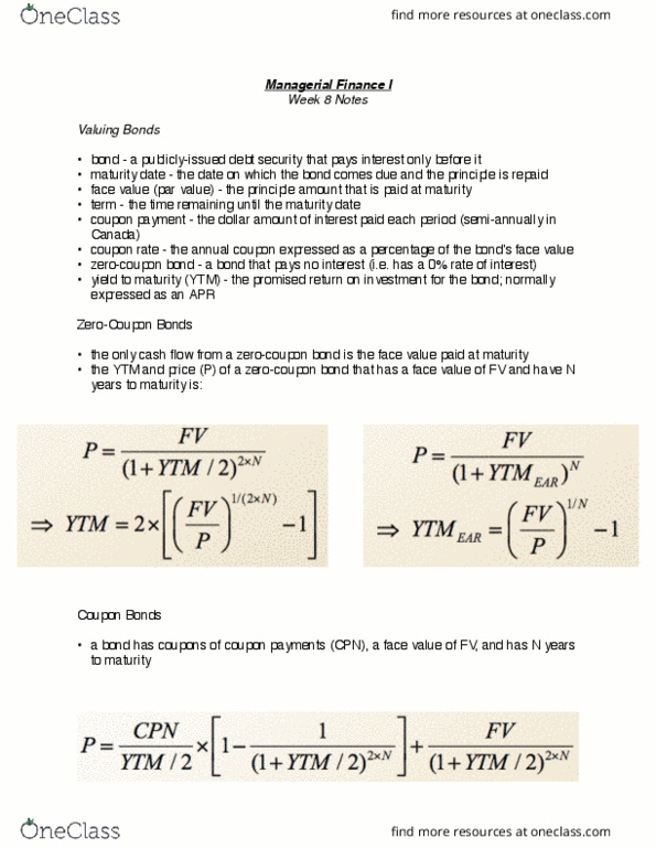 FIN 300 Lecture Notes - Lecture 6: Managerial Finance, Dbrs thumbnail