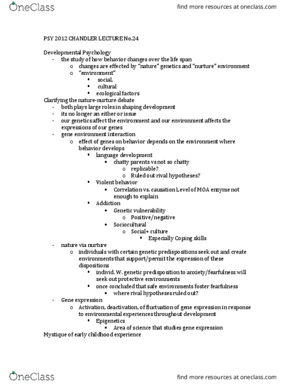 PSY 2012 Lecture Notes - Lecture 24: Gene Expression, Psy, Nature Genetics thumbnail