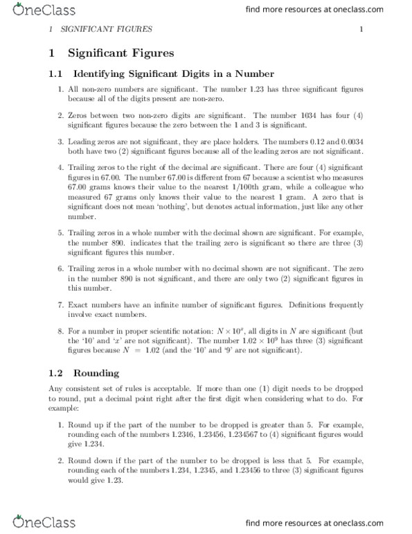 CHEM 100 Lecture Notes - Lecture 2: Decimal Mark, Trailing Zero thumbnail