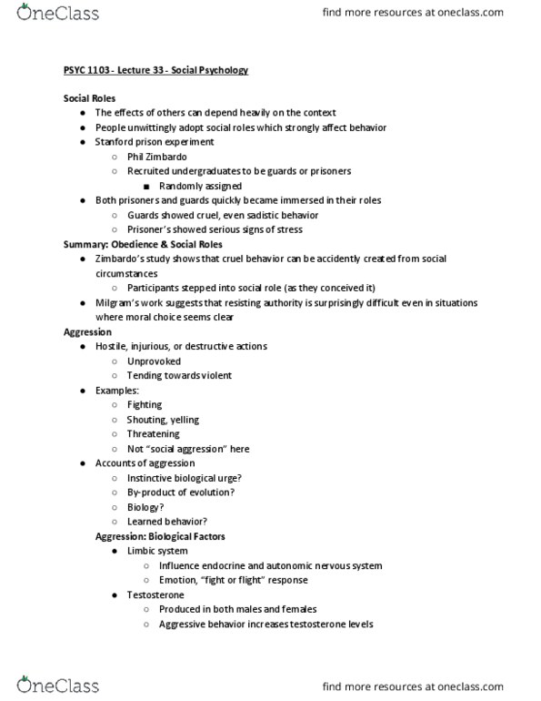 PSYC 1103 Lecture Notes - Lecture 33: Philip Zimbardo, Autonomic Nervous System, Motor Planning thumbnail