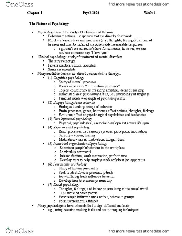 Psychology 1000 Lecture Notes - Lecture 4: Twin, Neuroimaging, Cognitive Neuroscience thumbnail