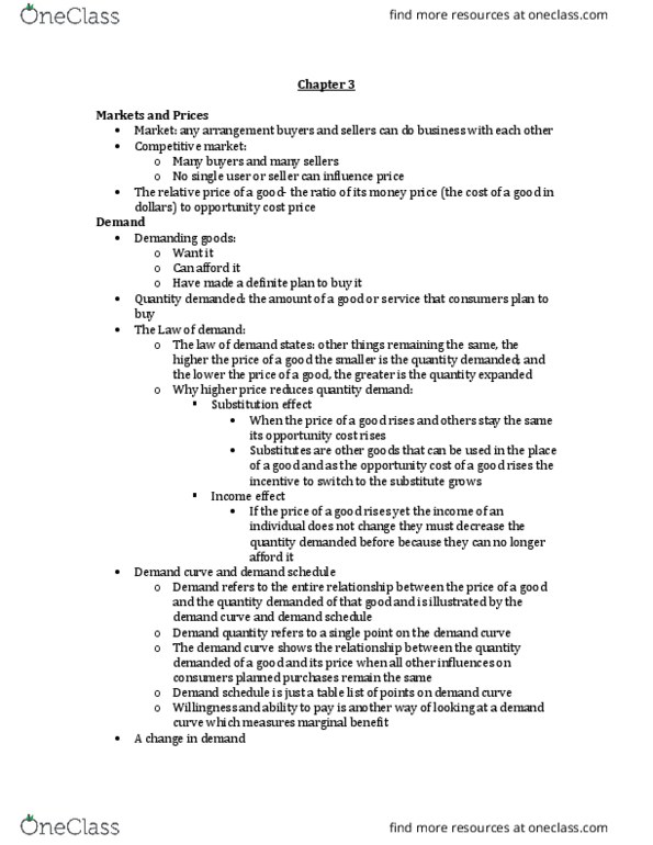 Economics 1021A/B Chapter Notes - Chapter 3: Marginal Utility, Inferior Good, Marginal Cost thumbnail