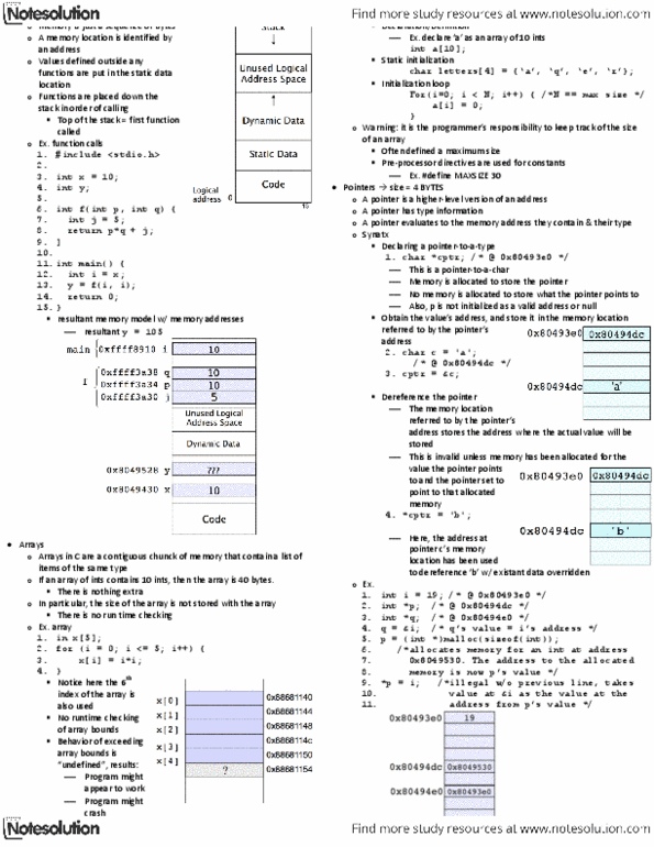 CSC209H1 Lecture Notes - Memory Address, C Dynamic Memory Allocation, Memory Management thumbnail