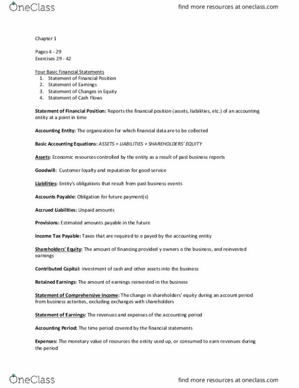 MGAB01H3 Chapter Notes - Chapter 1: Financial Statement, International Financial Reporting Standards, Retained Earnings thumbnail