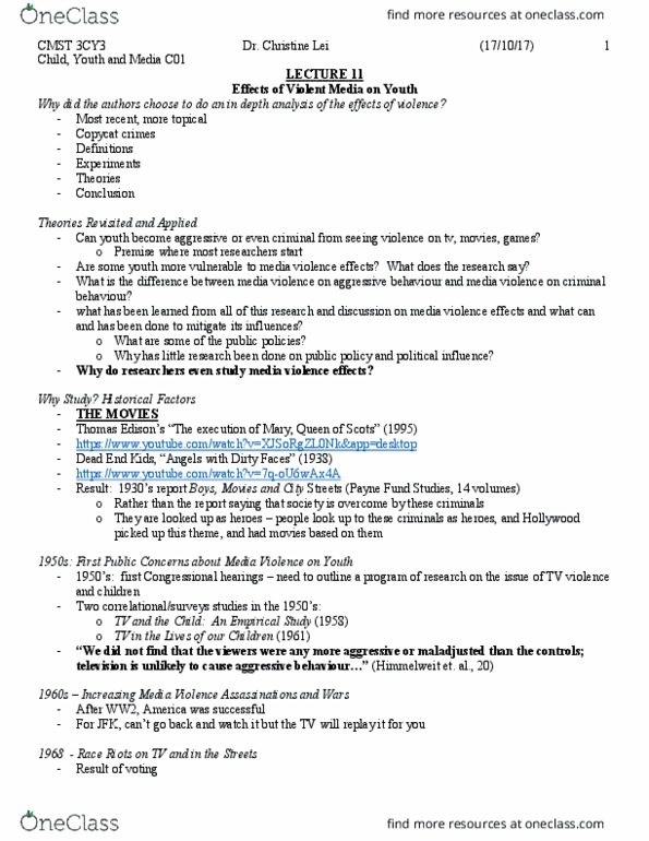 CMST 3CY3 Lecture Notes - Lecture 11: Meta-Analysis, Payne Fund Studies, Looney Tunes thumbnail