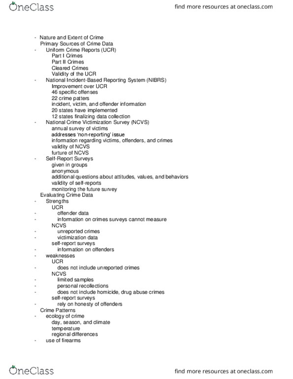 SOCI 304 Chapter Notes - Chapter 2: Homicide, National Crime Victimization Survey, Uniform Crime Reports thumbnail