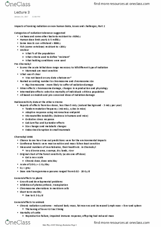 MEDPHYS 4U03 Lecture Notes - Lecture 3: Meristem, Northern Leopard Frog, Chromosome thumbnail