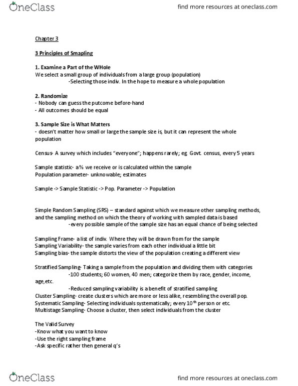 COMMERCE 2QA3 Chapter Notes - Chapter 3-6: Percentile, Sampling Bias, Interquartile Range thumbnail