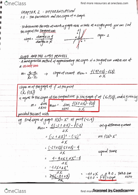MAT 16A Chapter 2.1: MAT 16A: 2.1 The Derivative and the Slope of a Graph thumbnail
