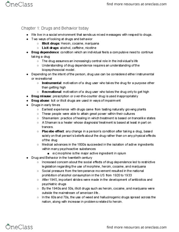 CHLH 243 Lecture Notes - Lecture 1: Classical Conditioning, Ketamine, Biopsychosocial Model thumbnail