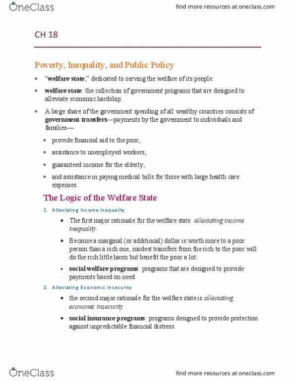 ECN 104 Chapter Notes - Chapter 18: Earned Income Tax Credit, Visible Minority, Gini Coefficient thumbnail