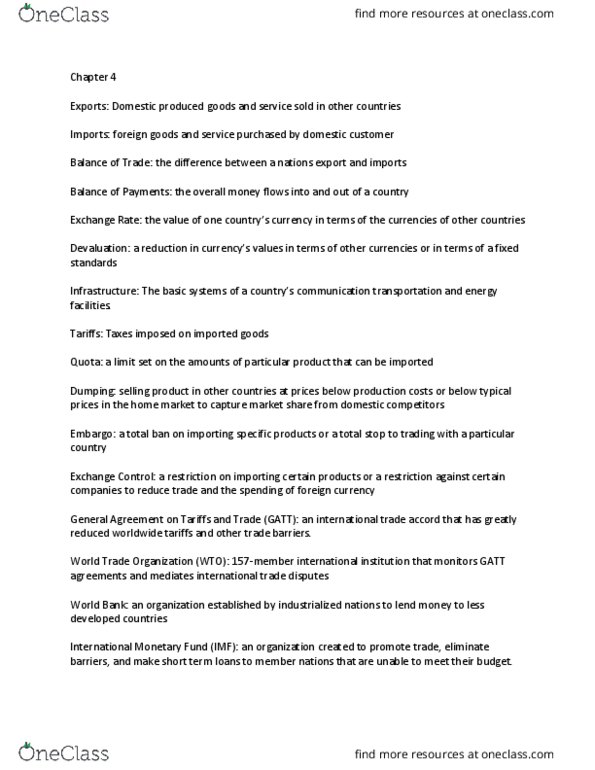 RSM100Y1 Chapter Notes - Chapter 4: Multinational Corporation, International Trade, Electronic Component thumbnail