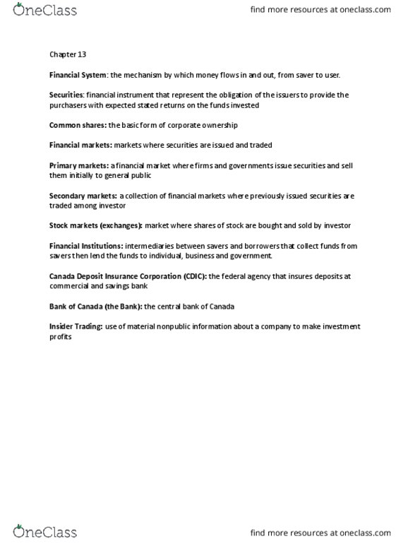 RSM100Y1 Chapter Notes - Chapter 13: Price Floor, Financial Instrument, Open Market Operation thumbnail