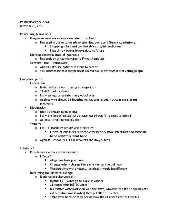 Political Science 2244E Lecture 6: Political Science 2244 Oct 25 thumbnail