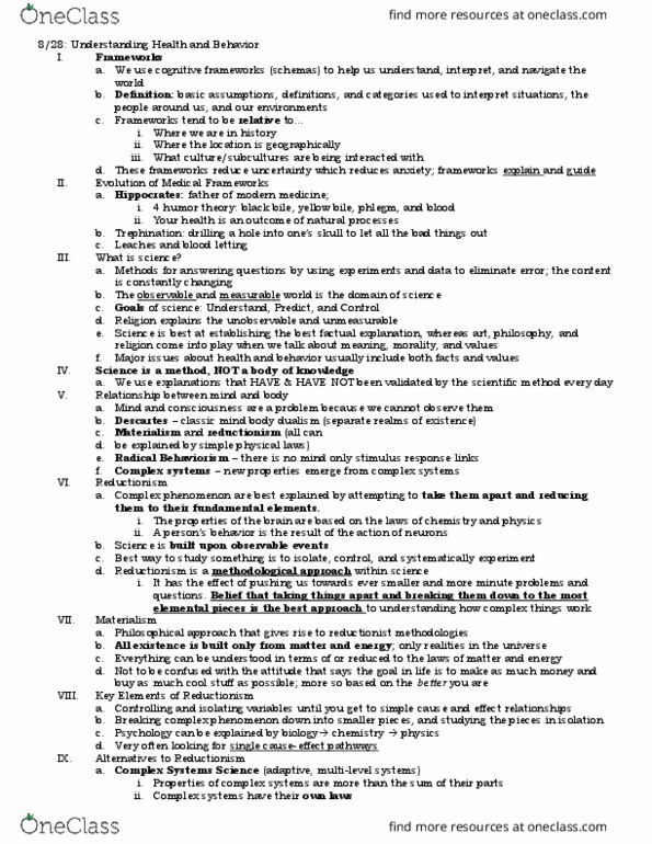 PSY-3635 Lecture Notes - Lecture 2: Complex System, Scientific Method, Homeostasis thumbnail