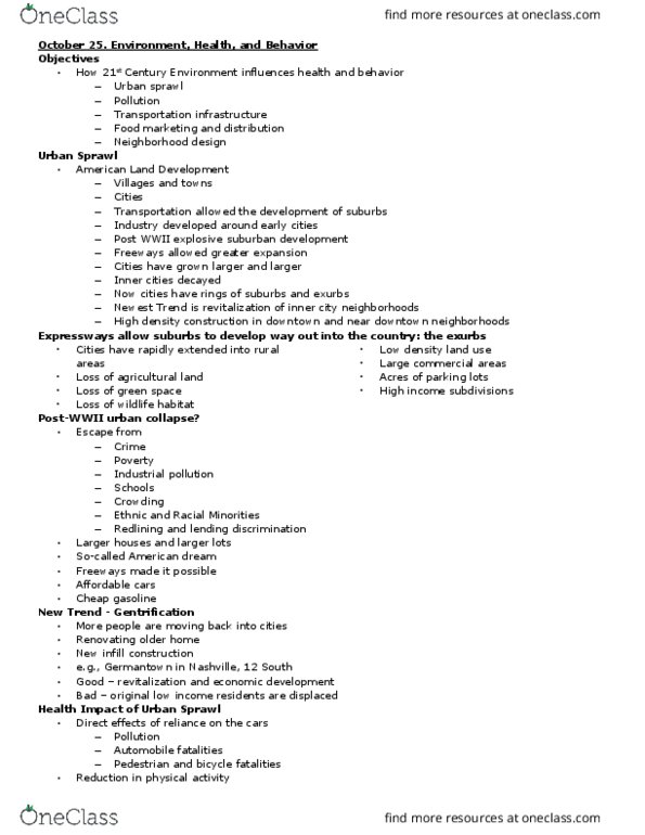 PSY-3635 Lecture Notes - Lecture 20: Redlining, Gentrification, Urban Sprawl thumbnail