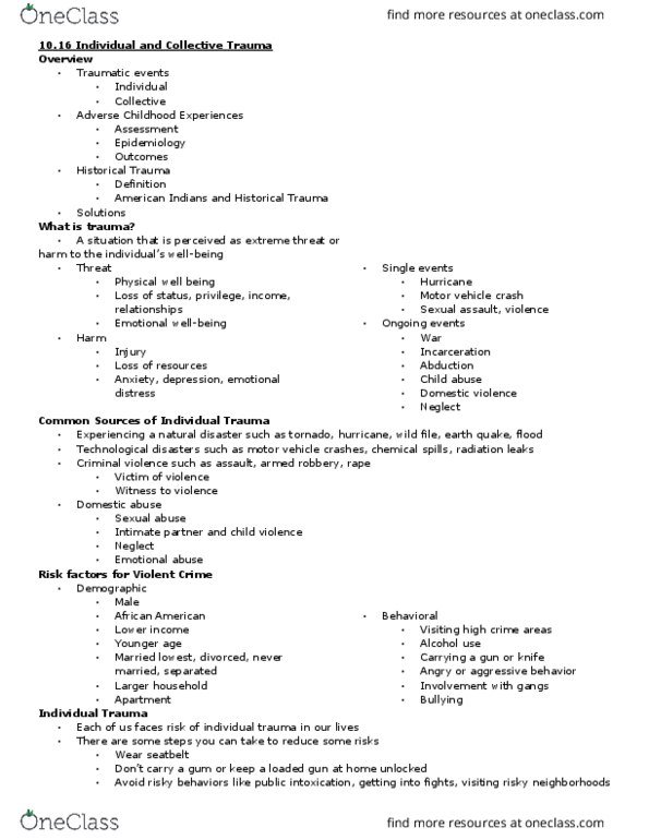 PSY-3635 Lecture Notes - Lecture 17: Historical Trauma, Health Maintenance Organization, Acculturation thumbnail