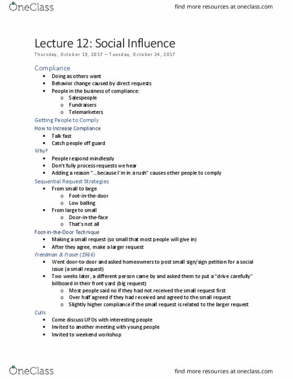 PSY 319K Lecture Notes - Lecture 12: Opportunity Cost, Psych, Social Proof thumbnail