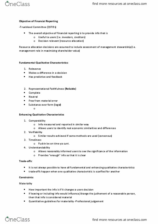 Management and Organizational Studies 1023A/B Lecture Notes - Lecture 2: Income Statement, Historical Cost, Going Concern thumbnail