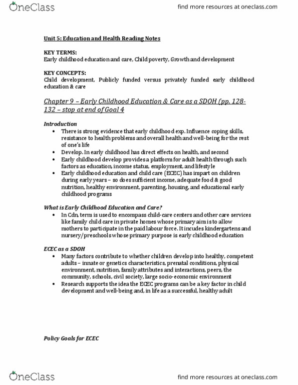 HTHSCI 2RR3 Chapter Notes - Chapter 6: Child Poverty, Operant Conditioning, Child Care thumbnail