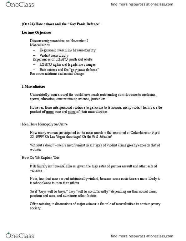 CRM 205 Lecture Notes - Lecture 8: Social Change, Summary Offence, Canadian Human Rights Act thumbnail