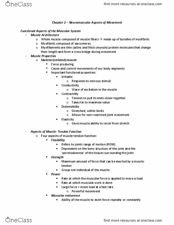 Kinesiology 2241A/B Lecture 2: Chapter 2 – Neuromuscular Aspects of Movement thumbnail