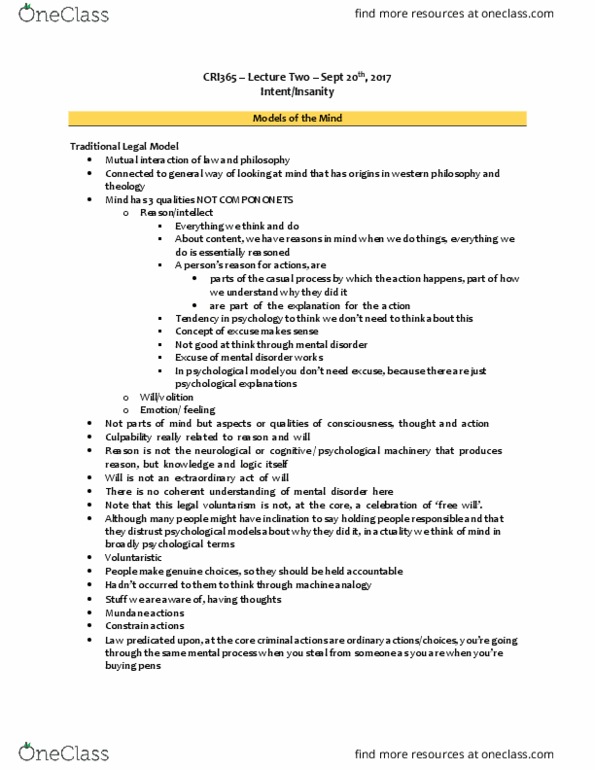 CRI365H1 Lecture Notes - Lecture 2: Reasonable Person, Absolute Liability, Sexual Assault thumbnail