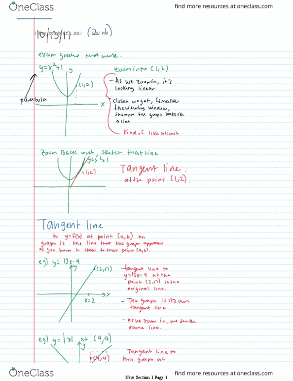 MAT 16A Lecture 11: limits as slope of tangent thumbnail