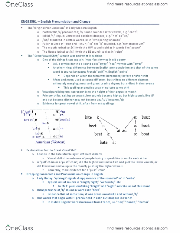 ENG385H1 Lecture Notes - Lecture 7: Phoneme, Lexical Set, Pullstring thumbnail