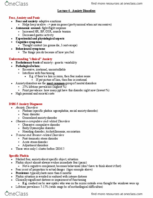 Psychology 2310A/B Lecture Notes - Lecture 4: Dsm-5, Reduced Affect Display, Reuptake thumbnail