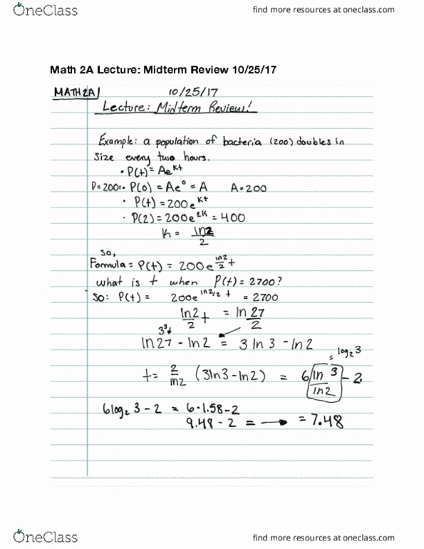 MATH 2A Lecture 11: Math 2A Lecture- Midterm Review 10/25 thumbnail