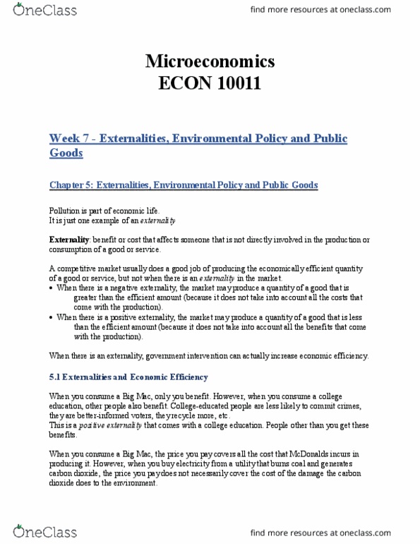 ECON 10010 Chapter Notes - Chapter 5: Ronald Coase, Market Failure, Sulfur Dioxide thumbnail