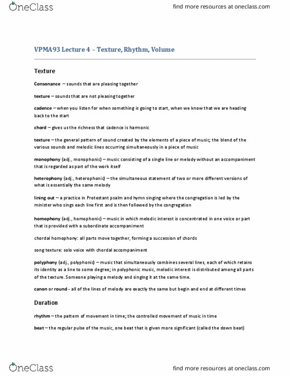 VPMA93H3 Lecture Notes - Lecture 5: Antonio Vivaldi, Duple Coachbuilders, Tempo Rubato thumbnail