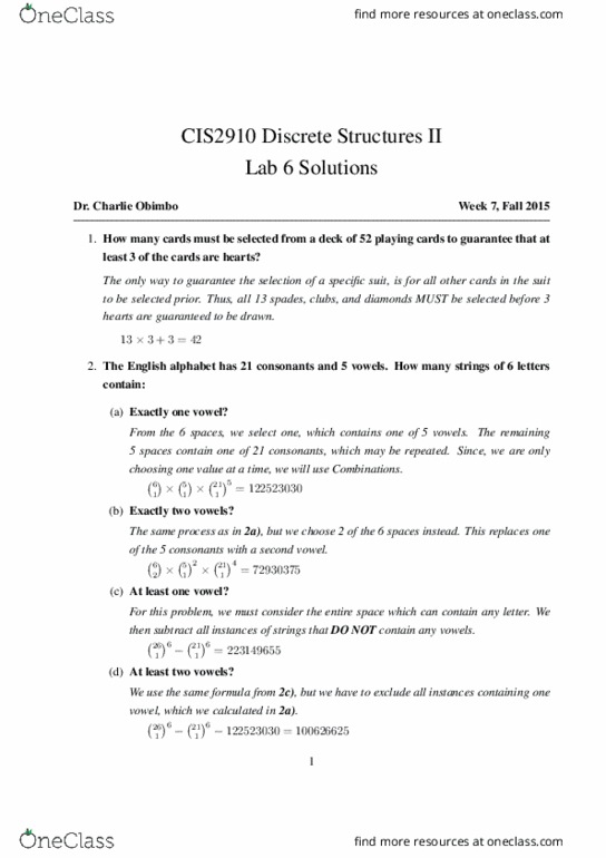 CIS 2910 Lecture Notes - Lecture 6: Subsequence, English Alphabet thumbnail