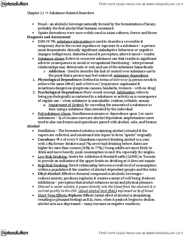 PS280 Lecture Notes - Acetaldehyde Dehydrogenase, Aldehyde Dehydrogenase, Substance Intoxication thumbnail