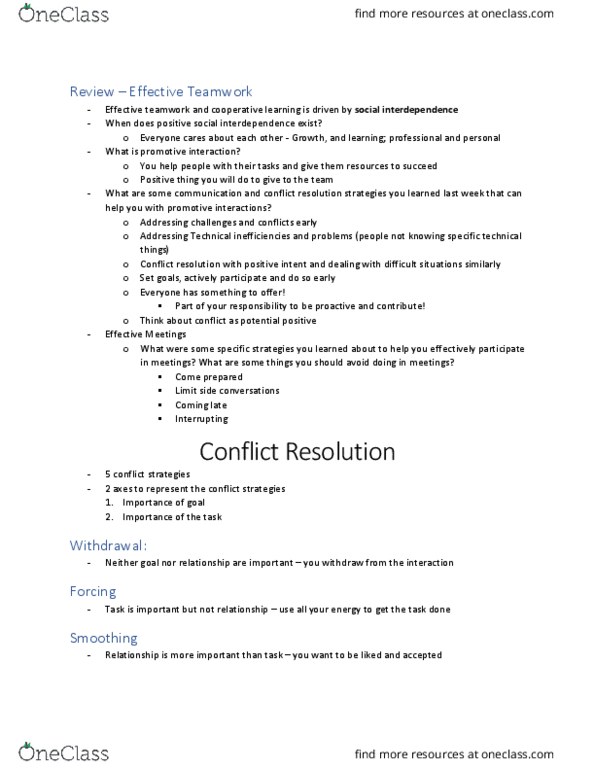 CIS 3250 Lecture Notes - Lecture 13: Conflict Resolution thumbnail