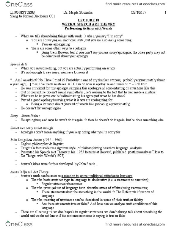 LINGUIST 2E03 Lecture Notes - Lecture 18: Rob Ford, Stout, Personal Bankruptcy thumbnail