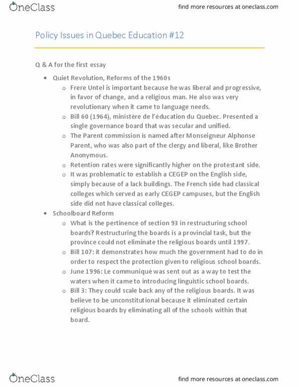 EDEC 247 Lecture Notes - Lecture 12: Protestantism, Green Paper, Cegep thumbnail