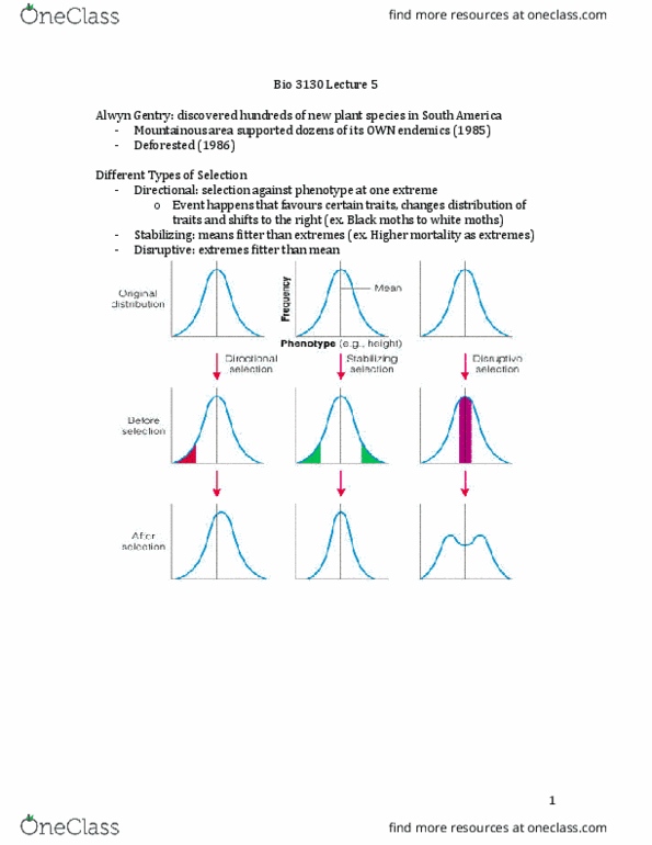 BIOL 3130 Lecture Notes - Lecture 5: Directional Selection, Disruptive Selection, Habitat Destruction thumbnail