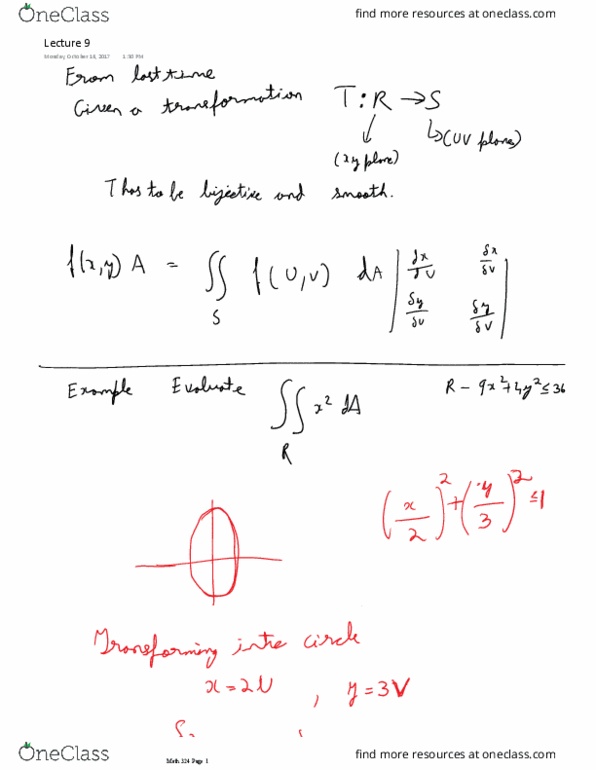 MATH 324 Lecture 9: Lecture 9: Chnage of variables in two variables thumbnail