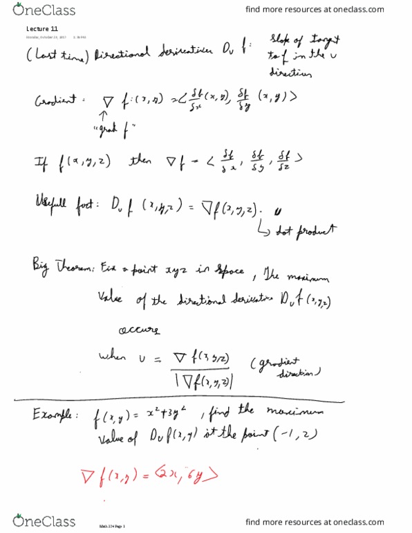 MATH 324 Lecture 11: Lecture 11: Directional Derivatives thumbnail