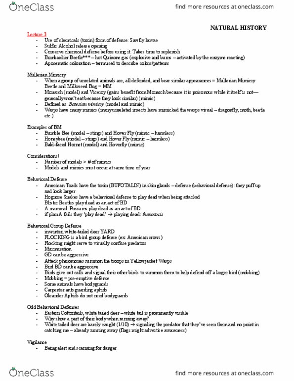 BIOL 1902 Lecture Notes - Lecture 3: Sawfly, Quinone, Aposematism thumbnail