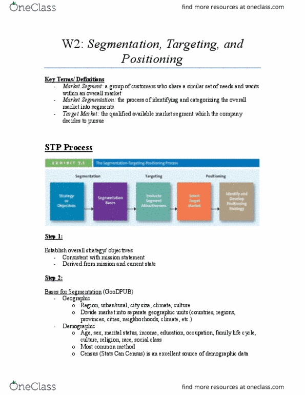 MKT 300 Lecture Notes - Lecture 2: Psychographic, Arm And Hammer, Marketing Mix thumbnail