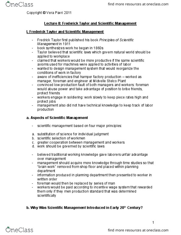 ECON 1000 Lecture Notes - Lecture 8: Scientific Management, Stelco, Piece Work thumbnail