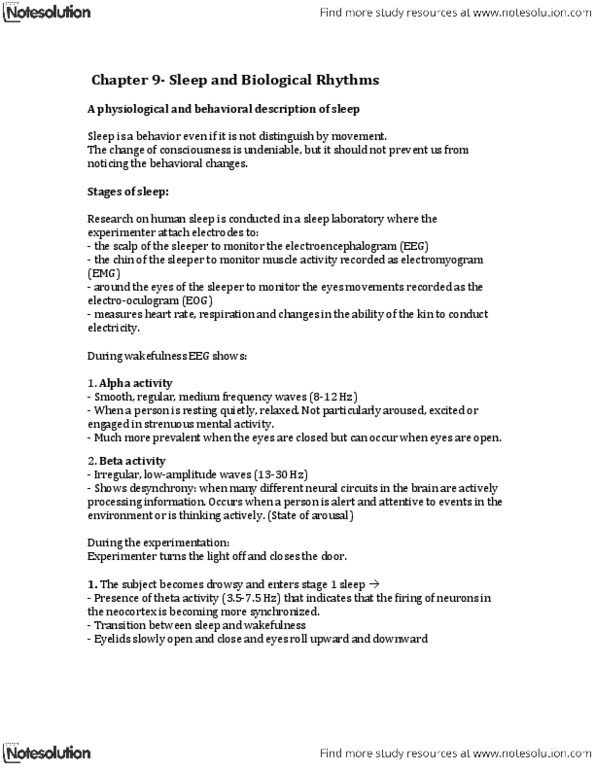 PSYC 211 Chapter Notes - Chapter 9: Sleep Paralysis, Delta Wave, Fatal Familial Insomnia thumbnail