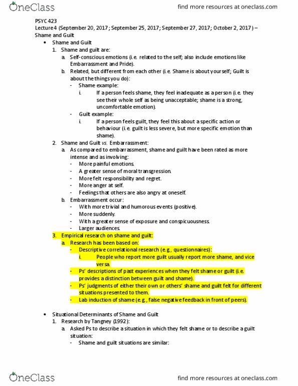 PSYC 423 Lecture Notes - Lecture 4: Division Of Tangney, Clinical Psychology, Western Betrayal thumbnail