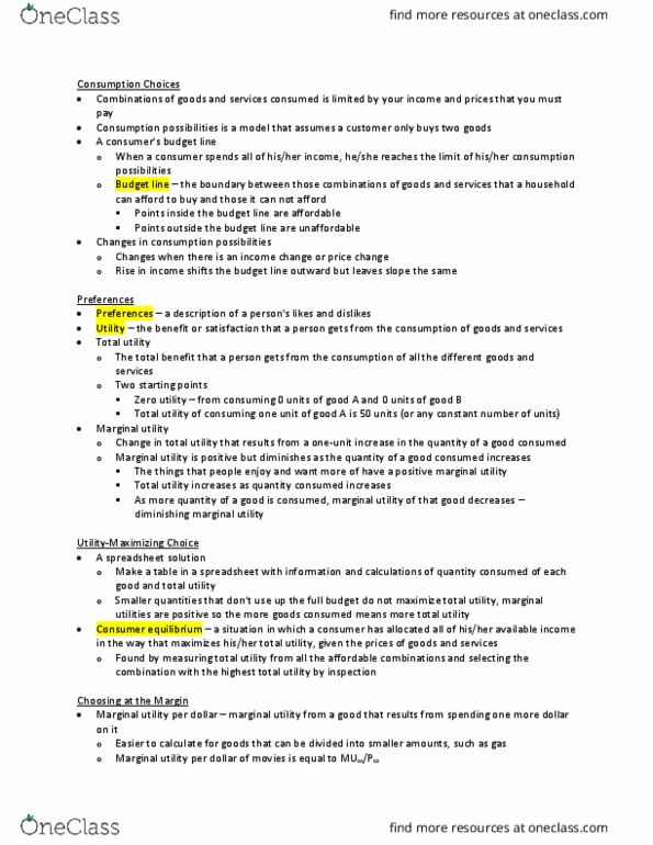 ECON101 Chapter Notes - Chapter 8: Marginal Utility, Behavioral Economics, Prefrontal Cortex thumbnail