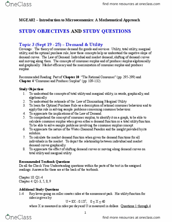 MGTA01H3 Lecture Notes - Lecture 1: Economic Surplus, Utility, Efficient-Market Hypothesis thumbnail